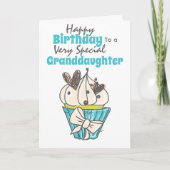 Cupcake hart kleindochter verjaardagswensen kaart (Voorkant)