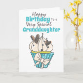 Cupcake hart kleindochter verjaardagswensen kaart (Gele Bloem)