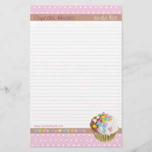 Cupcake Harten in lijst met items Briefpapier