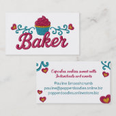 Cupcake heart bakery baking faux embroidery visitekaartje (Voorkant / Achterkant)