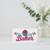 Cupcake heart bakery baking faux embroidery visitekaartje (Staand voorkant)