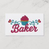 Cupcake heart bakery baking faux embroidery visitekaartje (Voorkant)