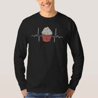 Cupcake Heartbeat Women Baking Muffins Love T-shirt