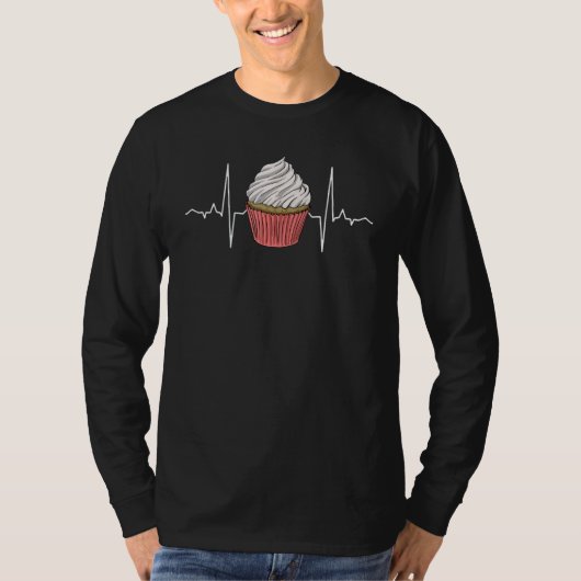 Cupcake Heartbeat Women Baking Muffins Love T-shirt (Voorkant)