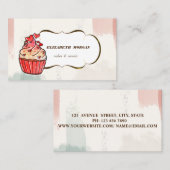 Cupcake Hearts Bakkerij ,Waterverf Brush Stroke Visitekaartje (Voorkant / Achterkant)