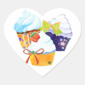 Cupcake Heaven Bakery Business Hart Sticker (Voorkant)