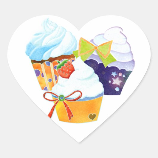 Cupcake Heaven Bakery Business Hart Sticker (Voorkant)