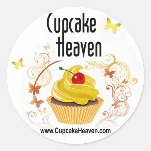 "Cupcake Heaven" - Confecties Desserts gebak Ronde Sticker (Voorkant)