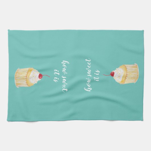 Cupcake Hoe zoet is het keukenhanddoek (Horizontaal)