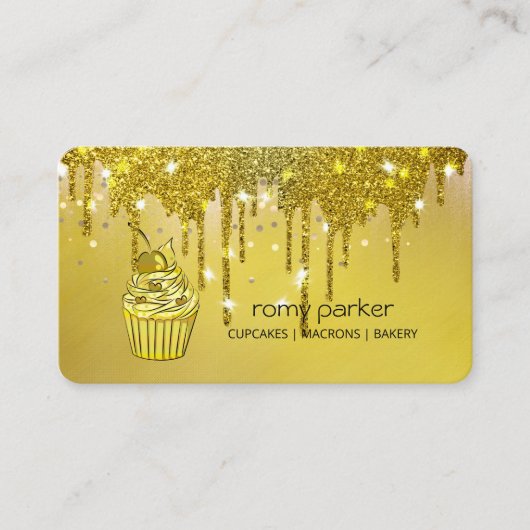 Cupcake Home Bakery Pastry Gold Driving Visitekaartje (Voorkant)