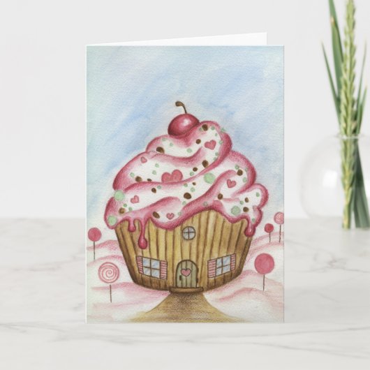 Cupcake House Kerstkaart Feestdagen Kaart (Voorkant)