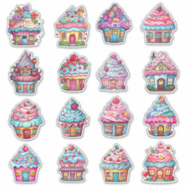 Cupcake Huis 16 Pack Sticker