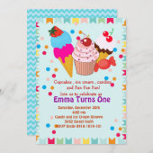 Cupcake icecream snoep verjaardagsfeest kaart (Voorkant / Achterkant)
