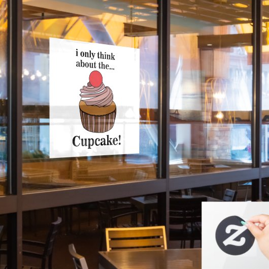 Cupcake Ik denk alleen aan de Cupcake Restaurant Raamsticker (Restaurant Raam)
