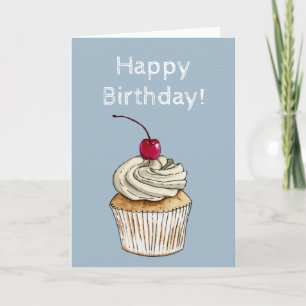 Cupcake illustratie   Gelukkige verjaardag Kaart