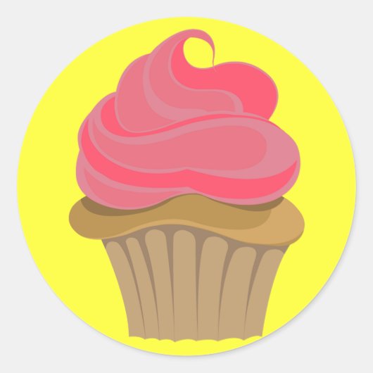Cupcake Illustratie Ronde Sticker (Voorkant)