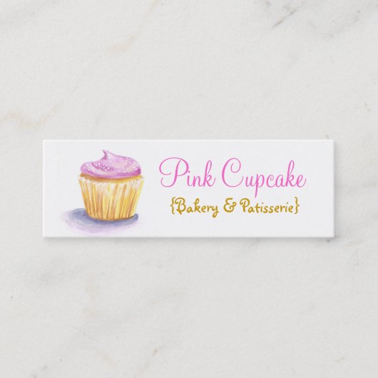 Cupcake Illustratie Skinny-Visitekaartjes Mini Visitekaartje (Voorkant)