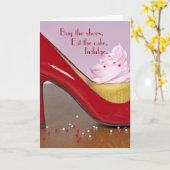 cupcake in rode hoge hielschoen kaart (Gele Bloem)