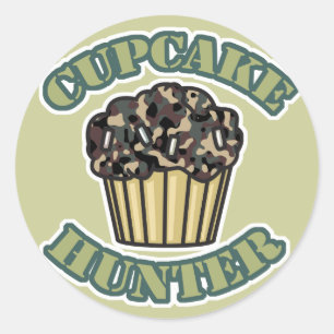 Cupcake Jager Ronde Sticker