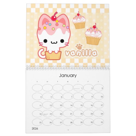 Cupcake Kat Agenda Kalender (Jan 2026)