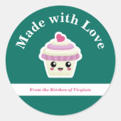 Cupcake Kawaii Gemaakt met Love Label Sticker (Voorkant)