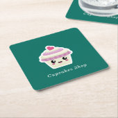 Cupcake Kawaii Kartonnen Onderzetters (Schuin)