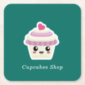 Cupcake Kawaii Kartonnen Onderzetters (Voorkant)