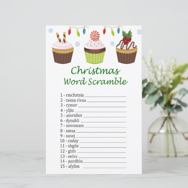 Cupcake kerst woordzoek spel (Staand voorkant)