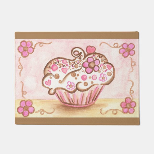 Cupcake Keuken Bakkerij Deurmat Tapijt Gift (Voorkant)