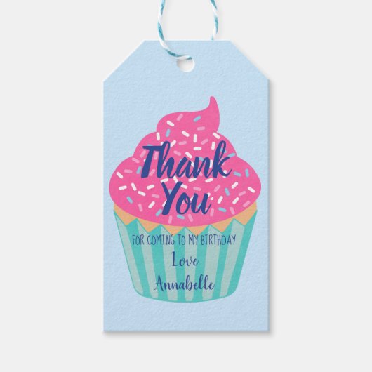 Cupcake Kids Verjaardag Dank u Cadeaulabel (Voorkant)