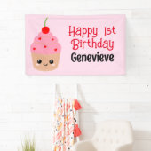 "Cupcake Kids verjaardagsbanner, alle tekst bewerk Spandoek (Insitu)