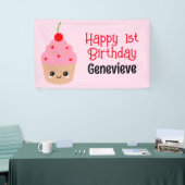 "Cupcake Kids verjaardagsbanner, alle tekst bewerk Spandoek (Beurs)
