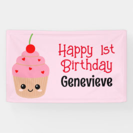 "Cupcake Kids verjaardagsbanner, alle tekst bewerk Spandoek