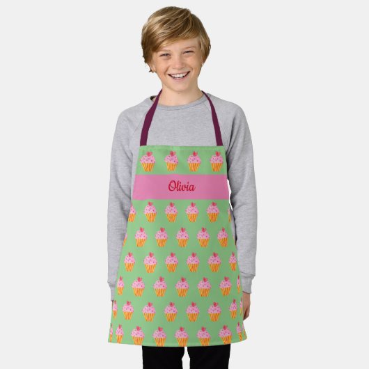 Cupcake Kinder BENAMING BROKEN Apron waterverf ret Schort (Gedragen)