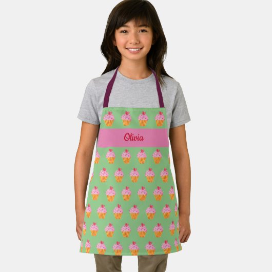 Cupcake Kinder BENAMING BROKEN Apron waterverf ret Schort (Insitu)