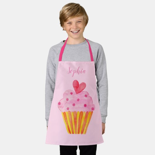 Cupcake Kinder BENAMING BROKEN Apron waterverf ret Schort (Gedragen)