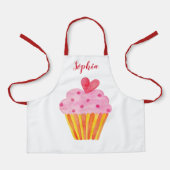 Cupcake Kinder BENAMING BROKEN Apron waterverf ret Schort (Voorkant)