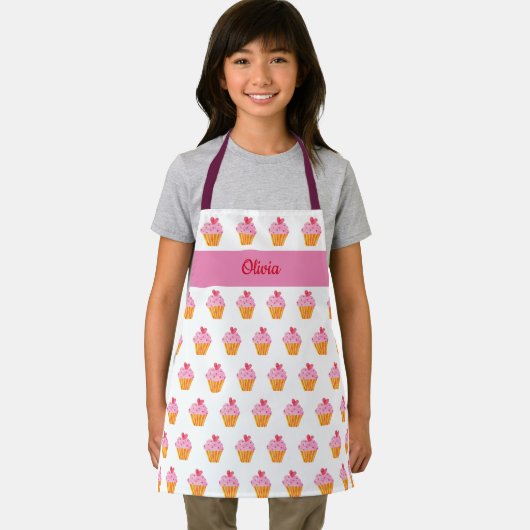 Cupcake Kinder BENAMING BROKEN Apron waterverf ret Schort (Insitu)