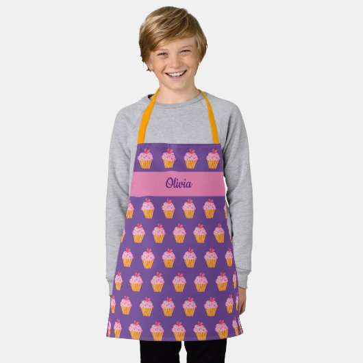 Cupcake Kinder BENAMING BROKEN Apron waterverf ret Schort (Gedragen)