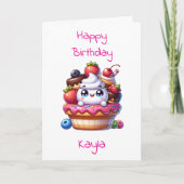 Cupcake kleurplaat gepersonaliseerde verjaardag kaart (Voorkant)