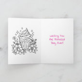 Cupcake kleurplaat gepersonaliseerde verjaardag kaart (Binnen)