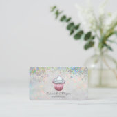 Cupcake Kleurrijke Confetti Holographic Visitekaartje (Staand voorkant)