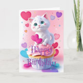 Cupcake knuffels: Leuke Schattige kitten Verjaarda Kaart (Voorkant)
