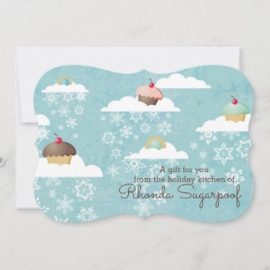 Cupcake koekje kerstwolk uit de keuken van feestdagenkaart
