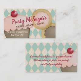 Cupcake koekjes retro argyle visitekaartje