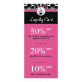 Cupcake Korting Loyalty Kaarten Bloem Damask roze Reclamekaart (Voorkant)