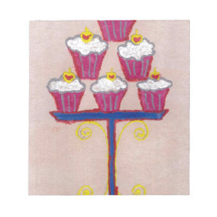 Cupcake-kunstprint met kers en roze achtergrond notitieblok