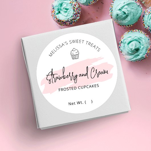 Cupcake Label Feminine Bakery Flavour Round Sticke