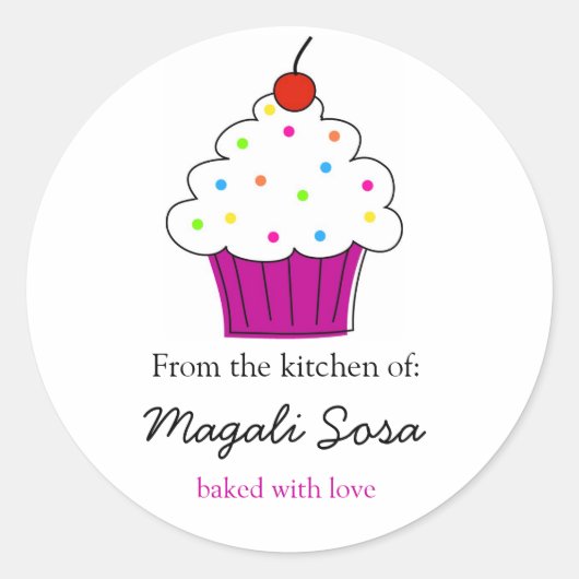 Cupcake-labels, uit de keuken van... ronde sticker (Voorkant)