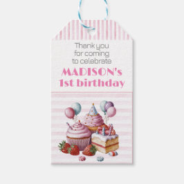 Cupcake lief Verjaardagsfeestje meisje Waterverf E Cadeaulabel